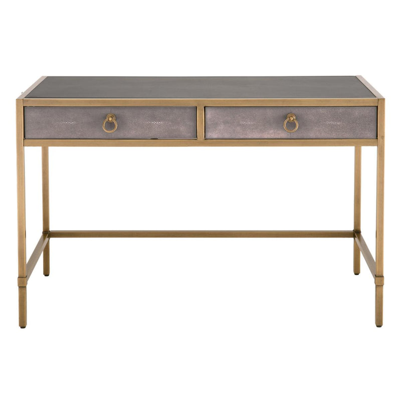 Essentials For Living Traditions Strand Shagreen Writing Desk in Gray Shagreen, Brushed Gold image
