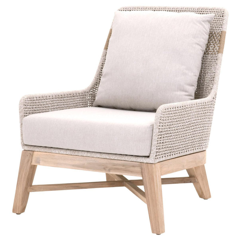 Essentials For Living Woven Tapestry Outdoor Club Chair in Taupe & White/Gray Teak image