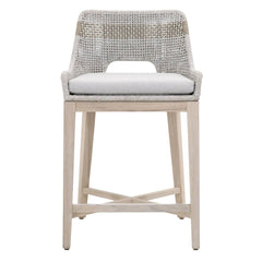 Essentials For Living Woven Tapestry Outdoor Counter Stool in Taupe & White Flat Rope image
