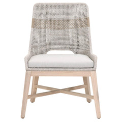 Essentials For Living Woven Tapestry Outdoor Dining Chair (Set of 2) in Taupe & White Flat Rope image