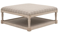 Essentials for Living Essentials Townsend Upholstered Coffee Table in Windowpane Pebble, Natural Gray Ash image