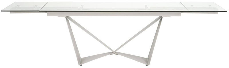 Essentials for Living Meridian Vida Extension Dining Table in Matte Light Gray/ Clear Glass image