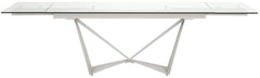 Essentials for Living Meridian Vida Extension Dining Table in Matte Light Gray/ Clear Glass image