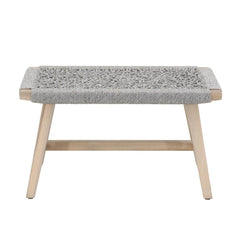 Essentials For Living Woven Weave Outdoor Accent Stool in Platinum Rope/Gray Teak image