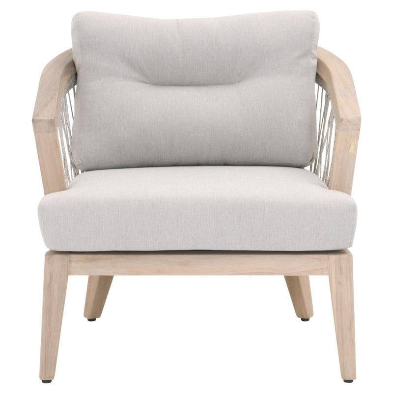 Essentials For Living Woven Web Outdoor Club Chair in Taupe & White/Gray Teak image