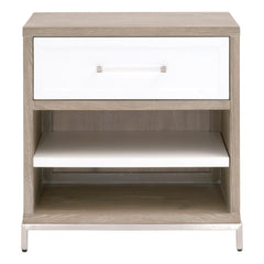 Essentials For Living Traditions Wrenn Nightstand in Natural Gray, Matte White, Brushed Stainless Steel image