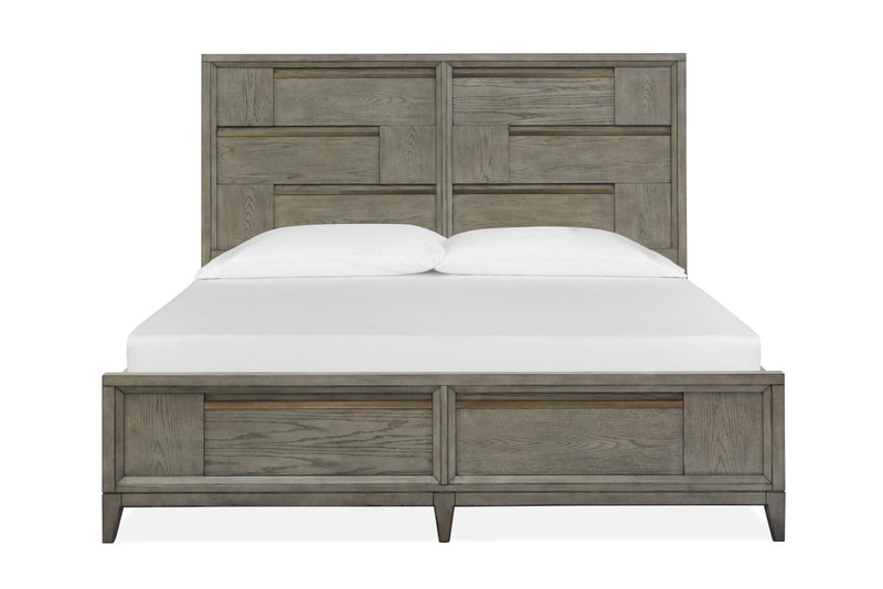 Magnussen Furniture Atelier King Panel Bed in Nouveau Grey, Palladium Metal image