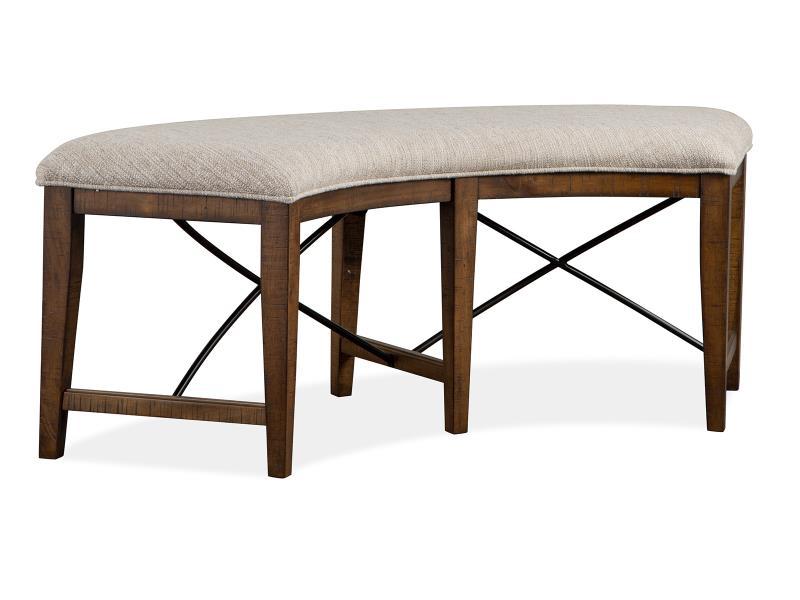 Magnussen Furniture Bay Creek Curved Bench with Upholstered Seat Toasted Nutmeg image
