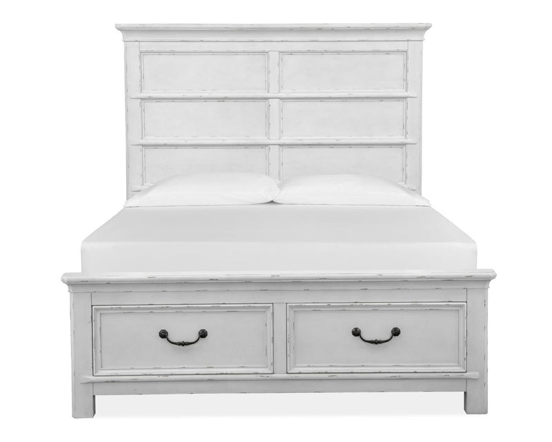 Magnussen Furniture Bellevue Manor Queen Storage Bed in Weathered Shutter White image