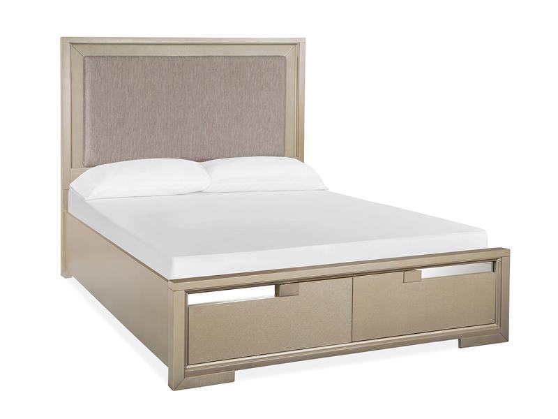 Magnussen Furniture Chantelle Queen Upholstered Panel Storage Bed in Champagne image