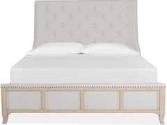 Magnussen Furniture Harlow King Sleigh Upholstered Bed in Weathered Bisque image