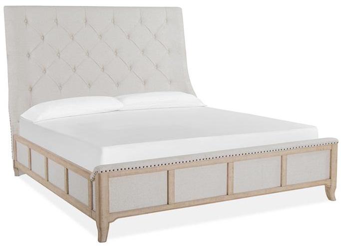 Magnussen Furniture Harlow Queen Sleigh Upholstered Bed in Weathered Bisque image