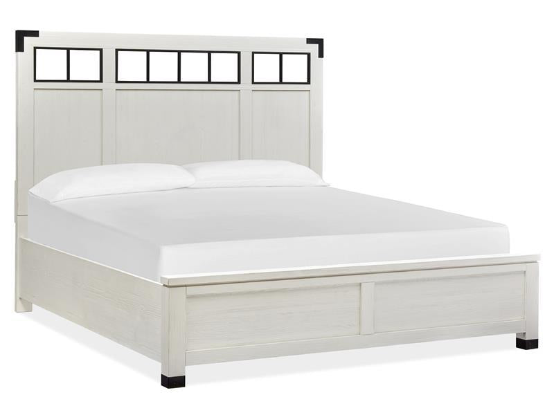 Magnussen Furniture Harper Springs King Panel Bed with Metal/Wood in Silo White image