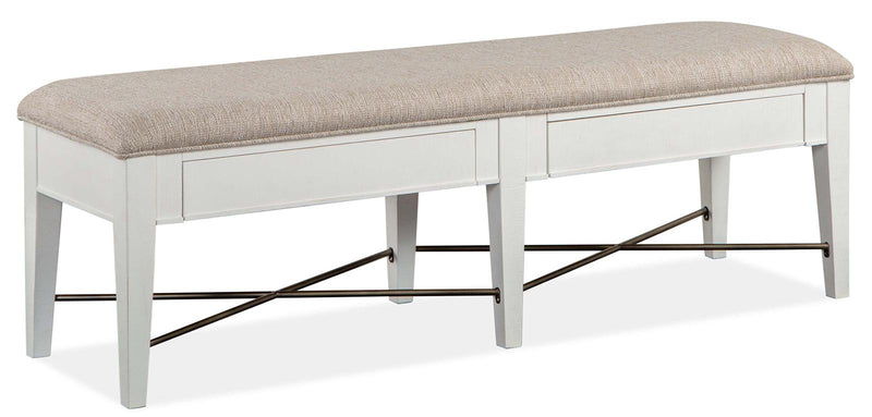 Magnussen Furniture Heron Cove Bench with Upholstered Seat in Chalk White image