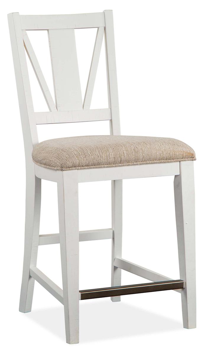 Magnussen Furniture Heron Cove Counter Chair with Upholstered Seat in Chalk White (Set of 2) image