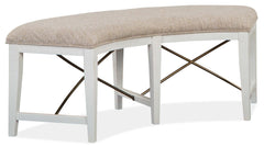 Magnussen Furniture Heron Cove Curved Bench with Upholstered Seat in Chalk White image