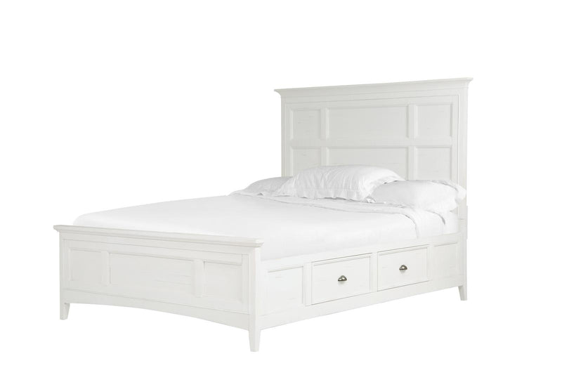 Magnussen Furniture Heron Cove King Panel Bed with Storage Rails in Chalk White image