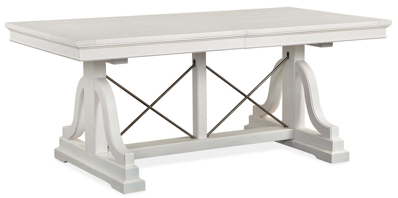 Magnussen Furniture Heron Cove Trestle Dining Table in Chalk White image