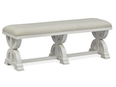 Magnussen Furniture Hutcheson Bench with Upholstered Seat in Berkshire Beige and Homestead White image