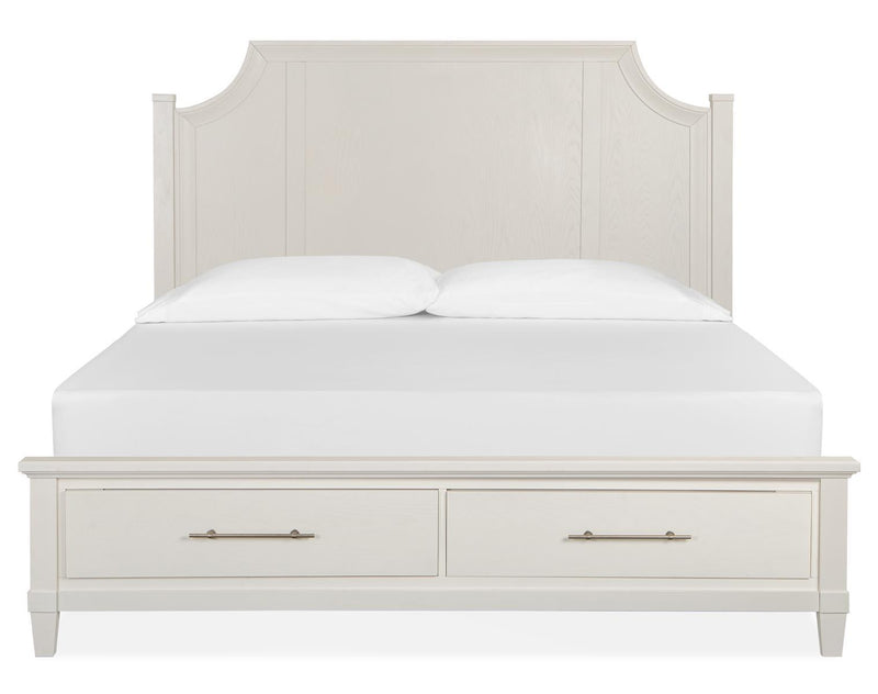 Magnussen Furniture Lola Bay Queen Arched Wooden Storage Bed in Seagull White image