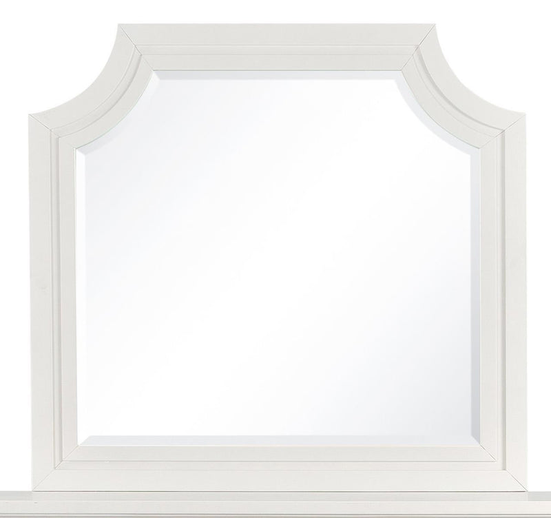 Magnussen Furniture Lola Bay Shaped Mirror in Seagull White image