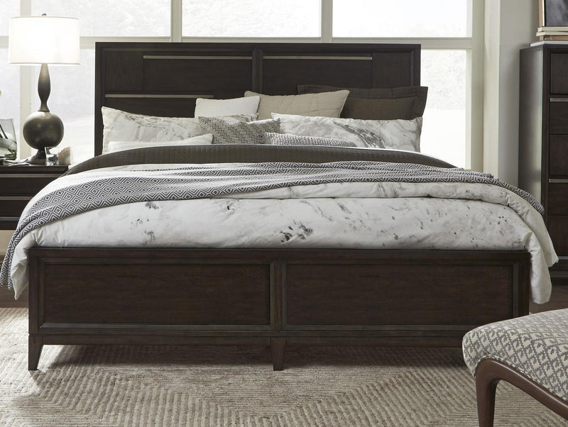 Magnussen Furniture Modern Geometry Queen Panel Bed in French Roast image