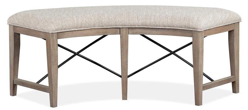 Magnussen Furniture Paxton Place Curved Bench w/ Upholstered Seat in Dovetail Grey image