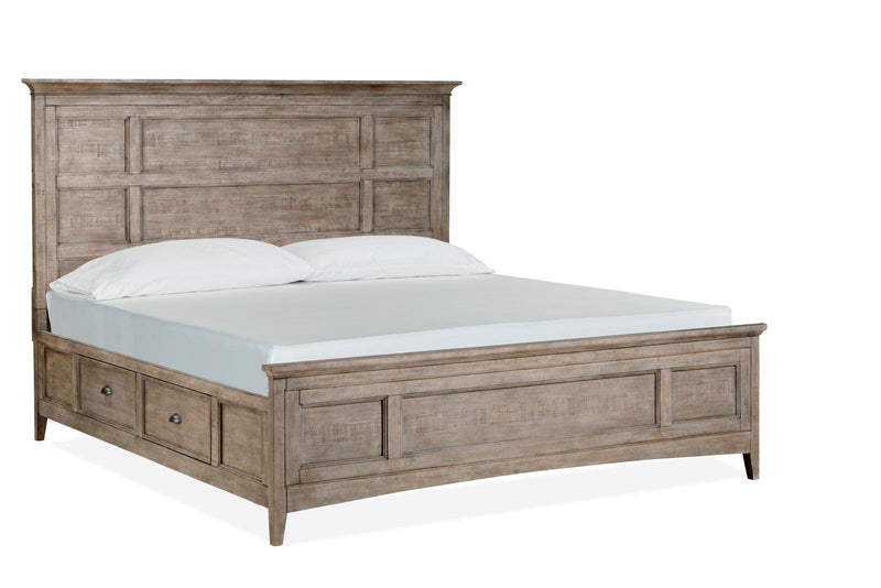 Magnussen Furniture Paxton Place King Panel Bed with Storage Rails in Dovetail Grey image