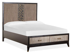 Magnussen Furniture Ryker Queen Upholstered Panel Storage Bed in Nocturn Black/Coventry Grey image