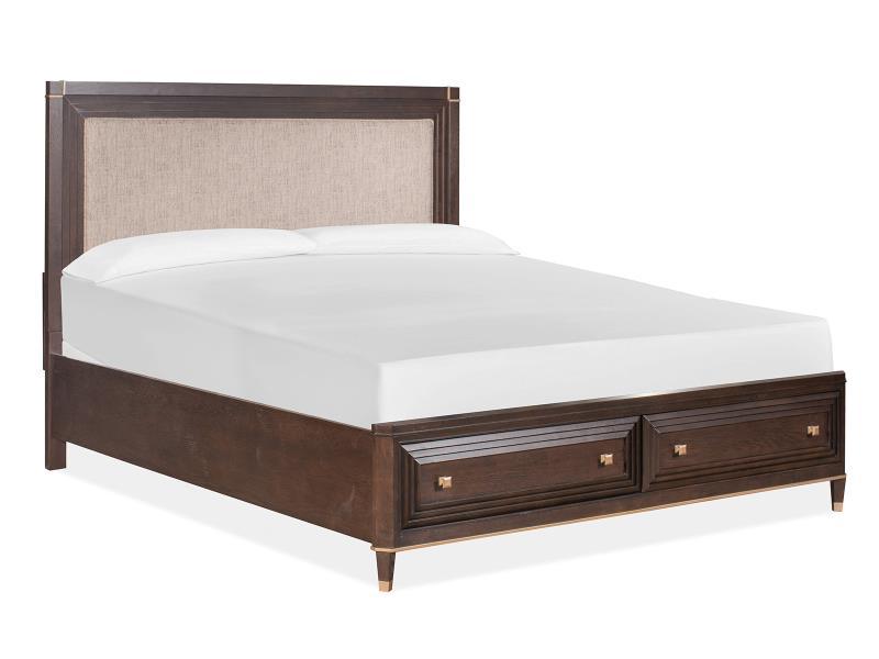 Magnussen Furniture Zephyr King Upholstered Panel Storage Bed in Sable image