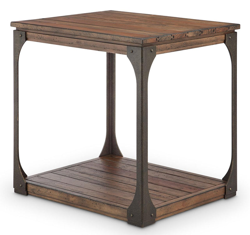 Magnussen Montgomery Rectangular End Table in Bourbon and Aged Iron image