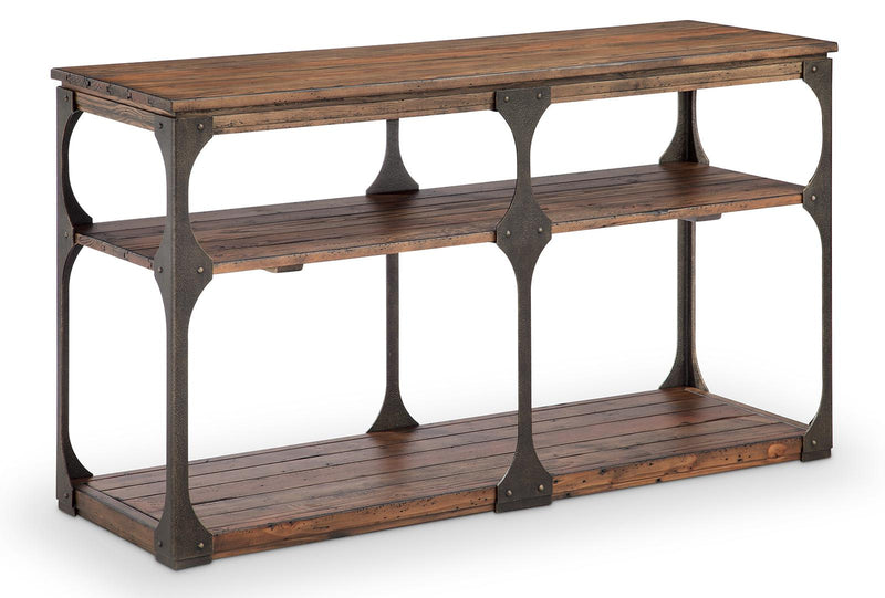 Magnussen Montgomery Rectangular Sofa Table in Bourbon and Aged Iron image