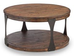 Magnussen Montgomery Round Cocktail Table in Bourbon and Aged Iron image
